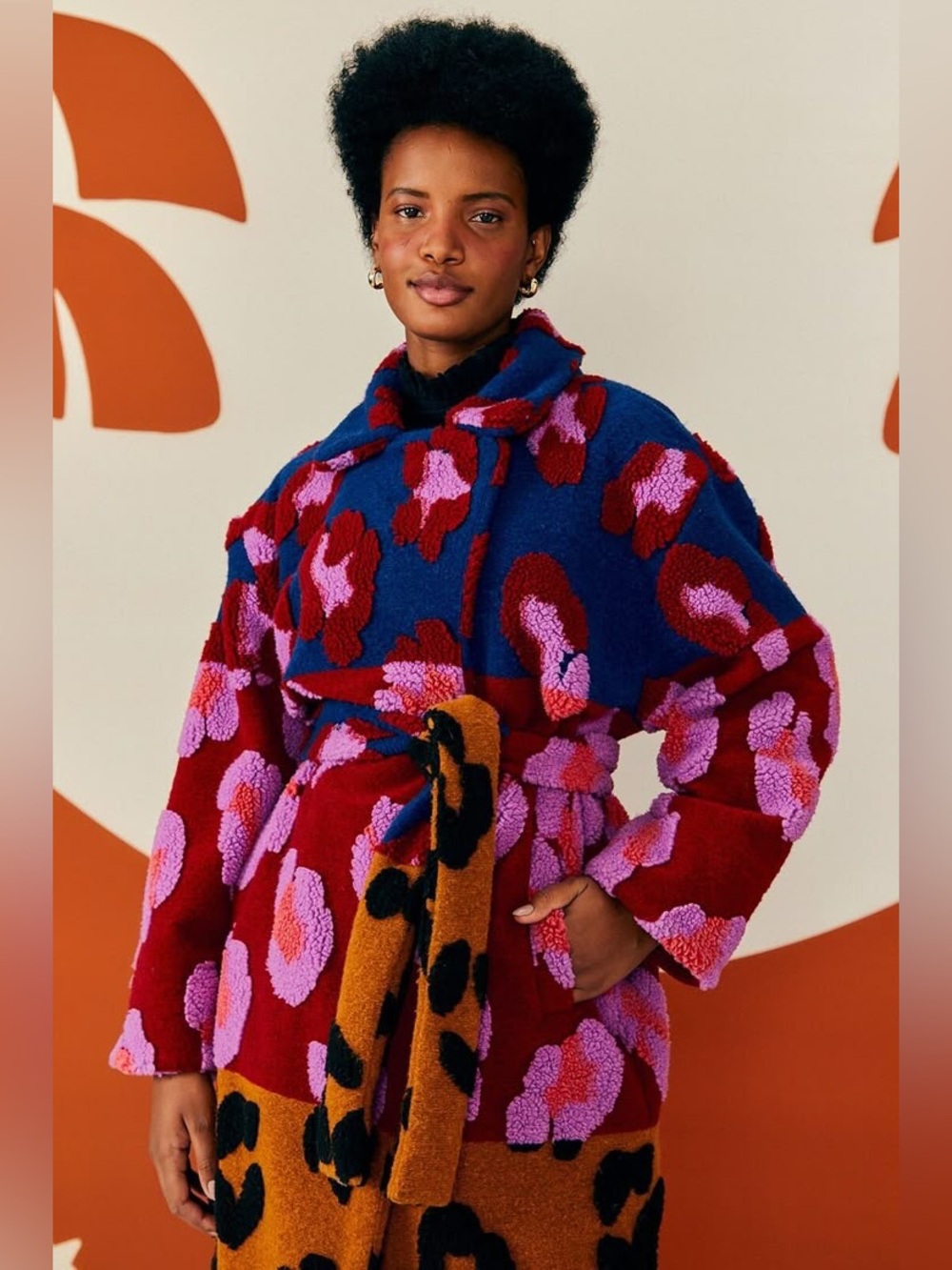 Farm Rio Mixed Leopard Fleece Coat